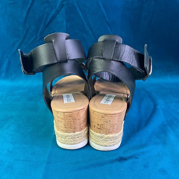 Steve Madden Janica Platform Espadrille Sandal Black/Tan - Picture 5 of 11